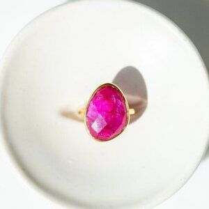 GORGEOUS Statement Ring Ruby Gemstone Cocktail Ring Gold Vermeil Ring sz 6-9